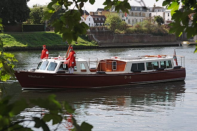 The Windrush with crew aboard on the Thames
