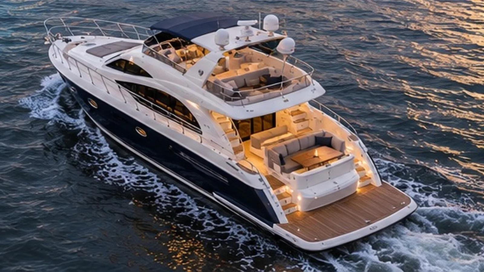 Aerial view of a private yacht on the Thames in summer