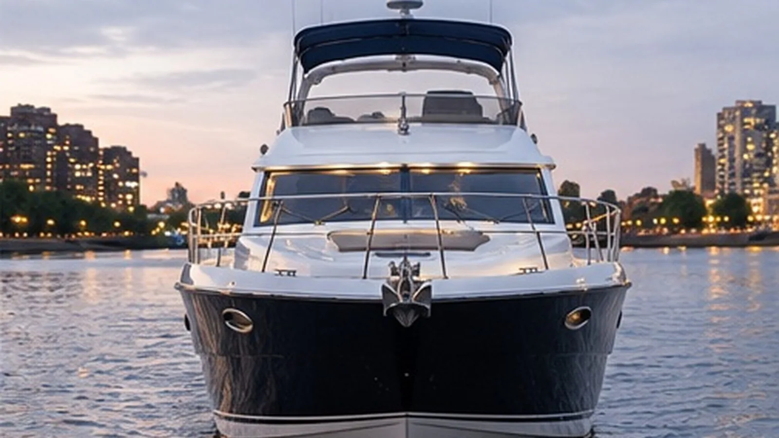 Private yacht on the Thames in June evening light