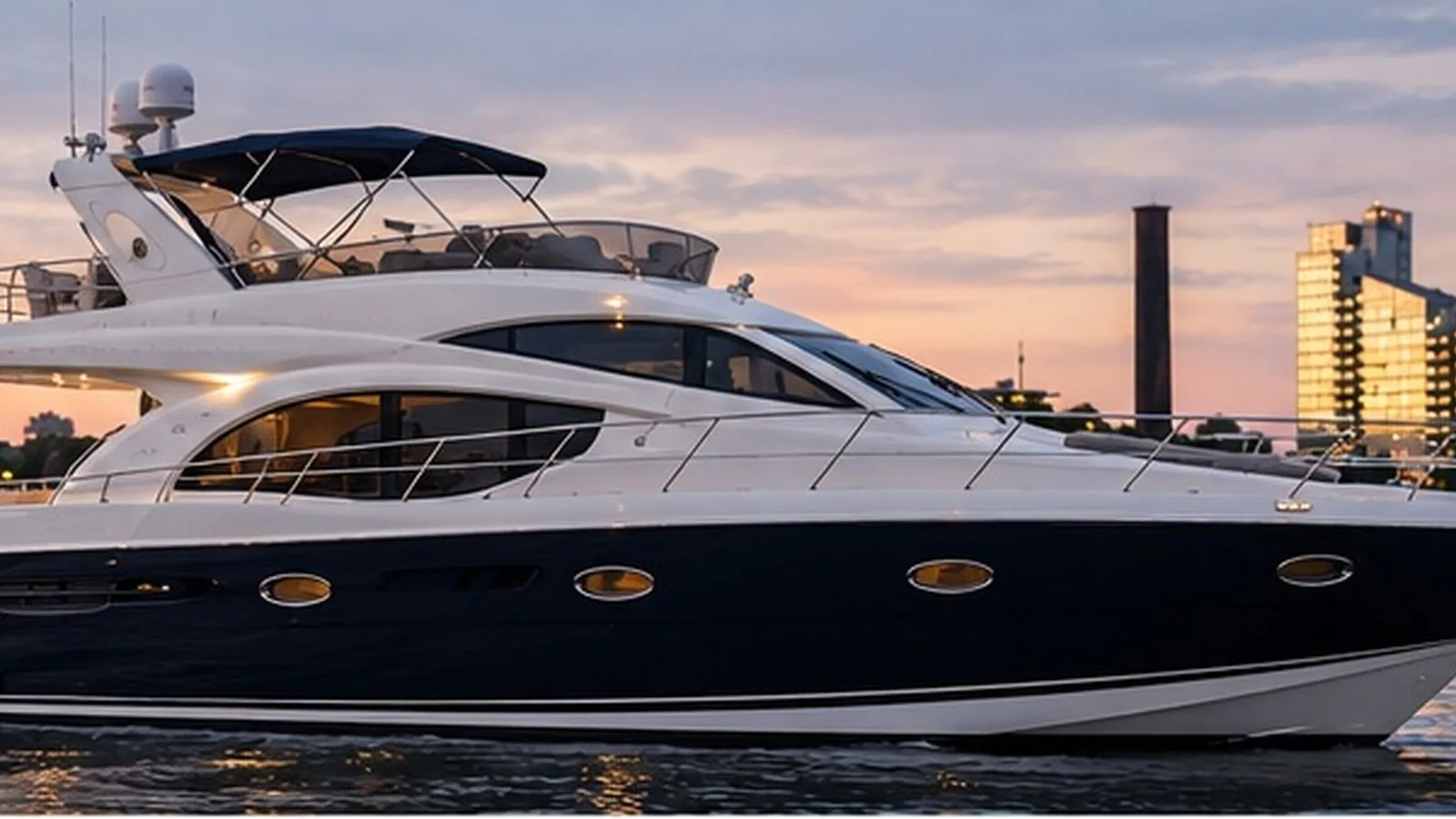Private yacht on the Thames on a summer evening