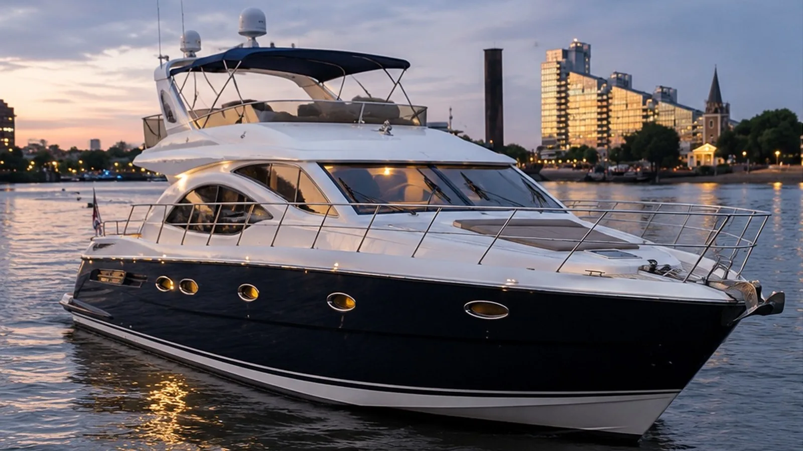 Private yacht on the Thames on a summer evening